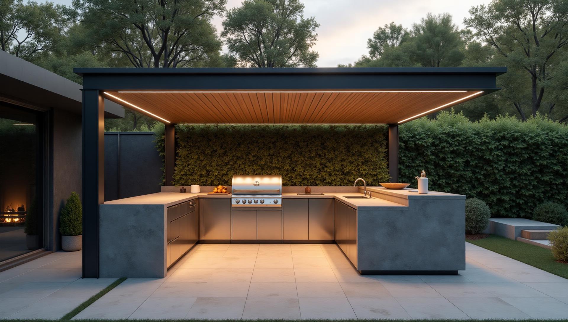 Premium outdoor kitchen under a pergola